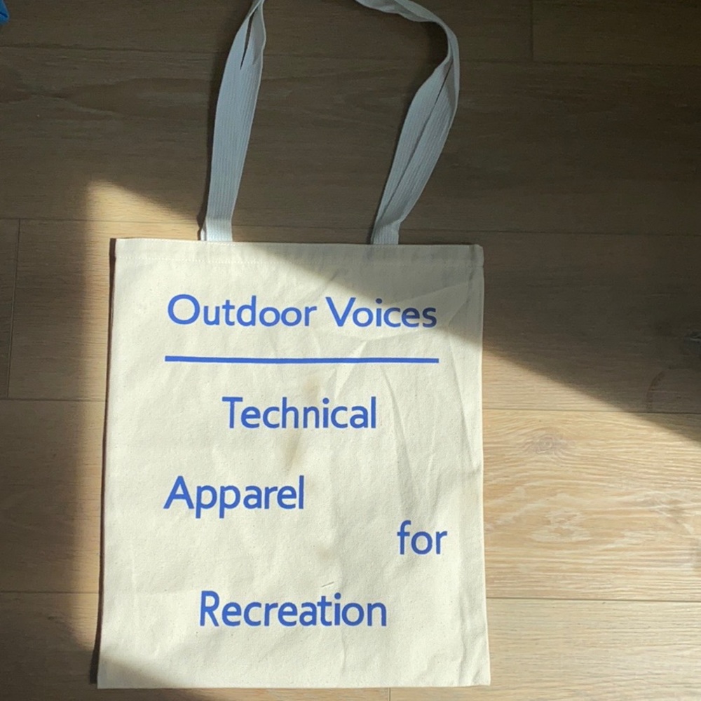 Outdoor voices tote bag